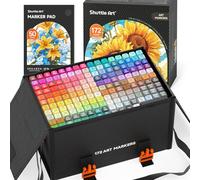 Shuttle Art Rotulador de 172 Colores, 171 Colores más Blender Rotuladores Alcohol Permanent, Rotulador Doble Punta con Estuche Bloc, Perfecto para Ilustración Adultos Colorear Dibujar y Tarjetería