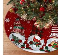 Shyllin Rojo Falda de Arbol de Navidad, Felpa Cubre Pie Arbol Navidad, Grande Tapete para Navideña, Redonda Alfombra Arbols Navideña, Falda Arbols Navideño (Enano navideño)