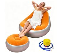 Shyllin Sillon Hinchable, Tumbona Inflable, Sofas Inflables, Puf Inflable, Airlounge, para Camping, Hogar (2, Naranja, 1 Persona)