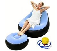 Shyllin Sillon Hinchable, Tumbona Inflable, Sofas Inflables, Puf Inflable, Airlounge, para Camping, Hogar (2, Azul Claro, 1 Persona)