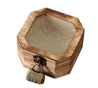 SHYYOULQE Caja de almacenamiento de maquillaje de madera con tapa de cristal floral, organizador de joyas para decoración de tocador, caja de almacenamiento decorativa vintage