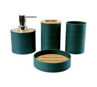 SiaBiced 4 Piezas de Accesorios de baño, jabonera, dispensador de jabón Decorativo Moderno, Juego Completo de Accesorios de baño para tocador de baño, Verde Oscuro