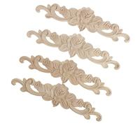 SiaBiced 4 Piezas Esquina Tallada de Madera Aplique Largo Decorativo Marco Floral para Muebles Artesanía sin Pintar Adecuado para Decoración de Paredes, M
