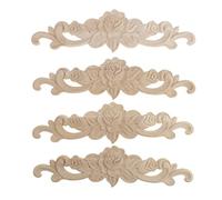 SiaBiced 4 Piezas Esquina Tallada de Madera Aplique Largo Decorativo Marco Floral para Muebles Artesanía sin Pintar Adecuado para Decoración de Paredes, L