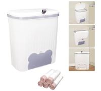 SICANAUO Cubo de basura colgante, cubo de basura de cocina de 12 litros con tapa, cubo de basura para residuos de alimentos con 5 rollos de bolsas de basura, contenedor de compost montado en la pared