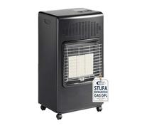 Sicignano - Estufa de infrarrojos GLP Camilla Negra de 3 ladrillos, potencia ajustable 1,5 - 4,2 kW, encendido piezoeléctrico, con manguera, bridas y regulador, calefacción interior