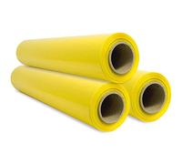 SIDI Film Para Embalar Amarillo, Papel Film, Rollo De Plástico Protector Muebles, Cajas Mudanza, Plástico Cubretodo 50cm x 300m Estirables (3 Unds)
