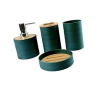 siduytin Juego de 4 accesorios de baño, regalo inauguración la casa, decoración baño, taza enjuague bucal, verde oscuro, verde oscuro