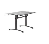 SIEGER Mesa gastronómica con Estructura de Solapa de Columna y Placa Polytec®, Estructura Gris Hierro, Placa de hormigón Claro