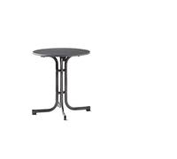 SIEGER Mesa Plegable bulevar con Placa Mecalit-Pro. Dimensiones de la Placa Aprox. 70 cm de diámetro, Gris Hierro-Pizarra, Antracita
