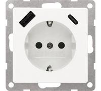 Siemens DELTA i-system, en color blanco titanio, toma de corriente SCHUKO con 2 puertos USB, modelo "kdose", con puertos USB tipo A y tipo C, potencia: hasta 18 W, cantidad: 1 unidad.