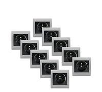 SIEMENS Delta Iris - Lote de 10 enchufes 2P + T (antracita, incluye placas básicas plateadas)