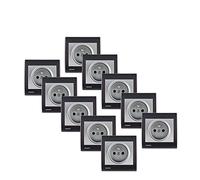 SIEMENS - Lote de 10 enchufes 2P+T Silver Delta Iris + placa Antracita