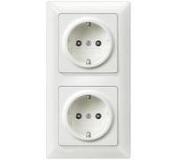 SIEMENS - Siemens 5UB1511, 5TG2552-0 - Juego completo de enchufes (2 enchufes Schuko y marco de 2 enchufes en color blanco titanio), color blanco