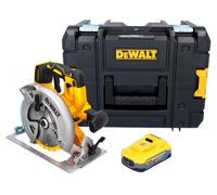 Sierra circular a batería DeWalt DCS 570 NT de 18 V y 184 mm sin escobillas + 1 batería Powerstack de 5,0 Ah + TSTAK - sin cargador