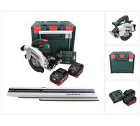 Sierra circular a batería Metabo KS 18 LTX 66 BL de 18 V y 165 mm + 2 baterías de 5,5 Ah + cargador + guía de corte + metaBOX