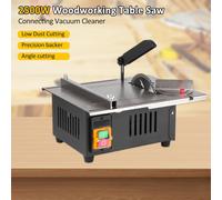 Sierra circular de mesa de 1200 W, con dimensiones de 340 mm x 280 mm, ideal para el trabajo de la madera y la decoración. Cuenta con una superficie superior de acero inoxidable mejorada, un ingletado