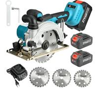 Sierra Circular eléctrica sin escobillas de 150MM, sierra doméstica recargable, máquina cortadora multifunción para Pin de batería Makita de 18V 2 batteries + only 1 saw blade