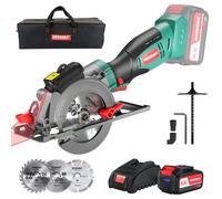 Sierra circular inalámbrica de 18V, marca HYCHIKA, con batería de 4,0Ah, 3500 revoluciones por minuto y 3 hojas de sierra