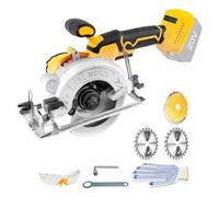 Sierra circular inalámbrica de 5 pulgadas para batería Dewalt de 18 V/20 V | Sierra circular profesional sin escobillas de 5 pulgadas con 3 cuchillas, ángulo de corte de 0-45° para corte de azulejos de