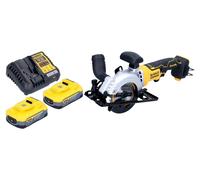 Sierra circular sin cable DeWalt DCS 571 H2 18 V 115 mm sin escobillas + 2x batería Powerstack 5,0 Ah + cargador