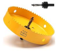 Sierra corona 160mm, bi-metálica sierra perforadora con árbol hexagonal y brocas de centrado, sierra de corona para madera, metal suave, PVC, Amarillo