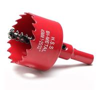 Sierra corona 45mm, bi-metálica sierra perforadora con árbol hexagonal y brocas de centrado, sierra de corona para madera, metal suave, PVC, Rojo