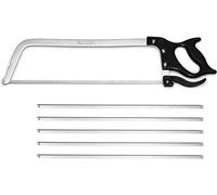 Sierra de acero inoxidable de 50 cm para carnicería, que incluye 5 hojas de repuesto de acero inoxidable, ideal para cortar huesos y productos congelados de forma sencilla