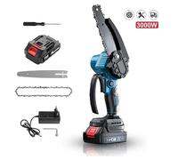Sierra de cadena de 6 pulgadas, sierra de poda eléctrica inalámbrica, mini herramienta de corte de madera portátil, compatible con batería Makita de 18 V Style A -6 inches（2 Battery）