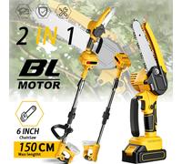 Sierra de cadena eléctrica telescópica sin escobillas de 6 pulgadas, herramienta de poda para jardín, compatible con batería Makita de 18V. 6inch
