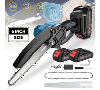 Sierra de cadena inalámbrica de 6 pulgadas, sierra de poda eléctrica, mini herramienta de corte de madera portátil, compatible con batería Makita de 18V 8 Inch 2 BATTERY