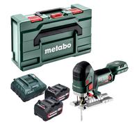 Sierra de calar a batería Metabo STA 18 LTX 150 BL de 18 V y 150 mm sin escobillas + 2 baterías de 4,0 Ah + cargador + Metabox