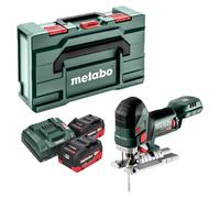 Sierra de calar a batería Metabo STA 18 LTX 150 BL de 18 V y 150 mm sin escobillas + 2 baterías LiHD de 5,5 Ah + cargador + Metabox
