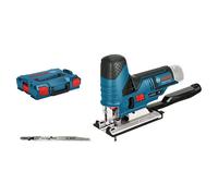Bosch Professional Sierra de calar a batería GST 12V-70 – Corte 70 mm, 2 hojas, L-BOXX, sin batería