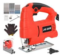 Sierra De Calar Eléctrica,710W 3000cpm Sierra Caladora Electrica Para Cortar Metal, Madera, PláStico,6 Velocidades Sierra De Calar Con Cable Caladora Madera Con Inglete 0-45°,Ajuste De 4 VíAs,15 Hojas