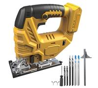 Sierra de calar eléctrica Compatible con Dewalt 18 V 20 V 800 W sin escobillas con luz LED, 5 velocidades variables, ángulo de corte de inglete ±45°, 6 piezas