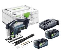 Sierra de calar oscilante a batería Festool PSBC 420-Basic de 18 V y 120 mm sin escobillas + 2 baterías de 5,0 Ah + cargador + Systainer