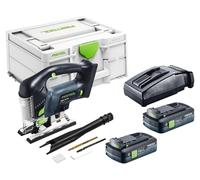 Sierra de calar oscilante a batería Festool PSBC 420 EB-Basic 18 V 120 mm sin escobillas + 2 baterías de 4,0 Ah + cargador + Systainer