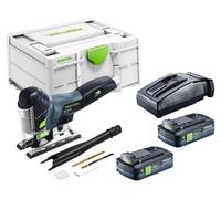 Sierra de calar oscilante a batería Festool PSC 420 EB-Basic 18 V 120 mm sin escobillas + 2 baterías de 4,0 Ah + cargador + Systainer