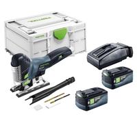 Sierra de calar oscilante a batería Festool PSC 420 EB-Basic de 18 V y 120 mm sin escobillas + 2 baterías de 5,0 Ah + cargador + Systainer