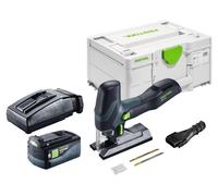 Sierra de calar oscilante a batería Festool PSC-E 18 EB-Basic 18 V 40 mm + 1 batería de 5,0 Ah + cargador + Systainer