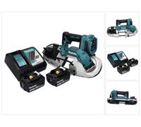 Sierra de cinta a batería Makita DPB 183 RF de 18 V, 66 mm, sin escobillas + 2 baterías de 3,0 Ah + cargador