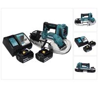 Sierra de cinta a batería Makita DPB 183 RT de 18 V, 66 mm, sin escobillas + 2 baterías de 5,0 Ah + cargador