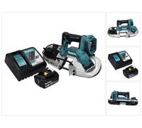 Sierra de cinta a batería Makita DPB 183 RT1 de 18 V, 66 mm, sin escobillas + 1 batería de 5,0 Ah + cargador