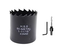 Sierra de corona de 43mm LAIWEI bimetálica cortadora de agujeros redondos HSS cabeza de sierra circular, profundidad de corte hasta 38mm, adecuada para madera, plástico, cartón yeso y tubos metálicos