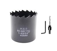Sierra de corona de 45mm LAIWEI bimetálica cortadora de agujeros redondos HSS cabeza de sierra circular, profundidad de corte hasta 38mm, adecuada para madera, plástico, cartón yeso y tubos metálicos