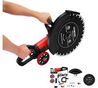 Sierra eléctrica para hormigón de 4000W, 3000 rpm. Cortadora para hormigón. Incluye 2 ruedas guía, profundidad de corte de 165 mm, dispositivo de protección autobloqueante, apta para corte en húmedo y