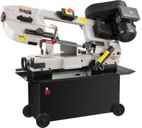 Sierra horizontal de banda para metal, 1.1 kW, capacidad de corte de 7 x 12 pulgadas, 4 velocidades, sierra de banda con velocidad variable, 220V. Ideal para corte horizontal y vertical de múltiples m
