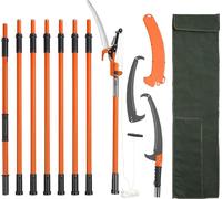 Sierra manual para podar árboles, extensible de 2.2 a 8.2 metros, con cuchilla de acero afilada y tijeras para podar ramas altas. Corta ramas con un mango de fibra de vidrio ligero. Ideal para podar p