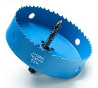 Sierra perforadora de 130 mm, acero rápido HSS M42, sierra perforadora bimetálica, fresadora con vástago hexagonal y broca para madera, paneles de yeso y chapa metálica, 1 pieza azul